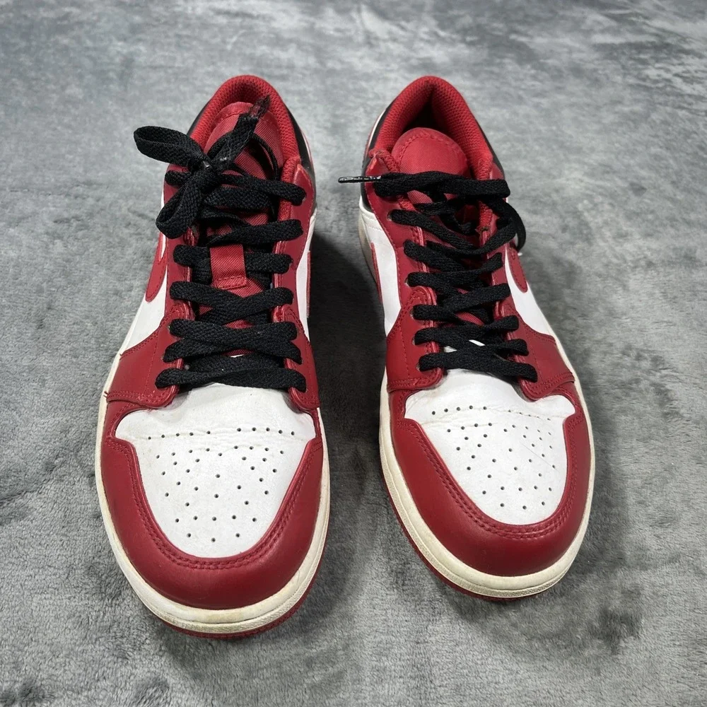 Air Jordan 1 Retro Low Men 8.5 Reverse Black Toe Sport Luxe Basketball Red Nike